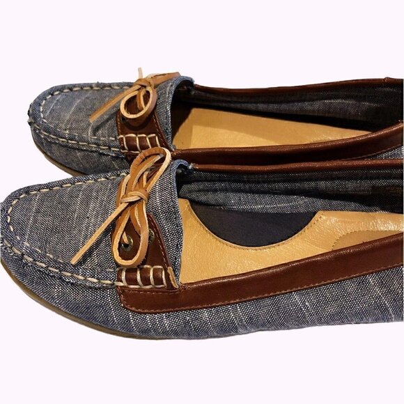 Sperry Women’s Denim & Brown Boat Shoes Cushioned Insoles Arch Support Comfy 7.5 - Picture 3 of 6
